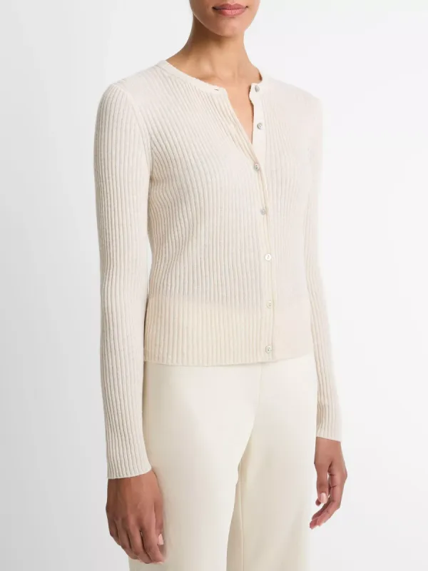 Ribbed Round Neck Cardigan