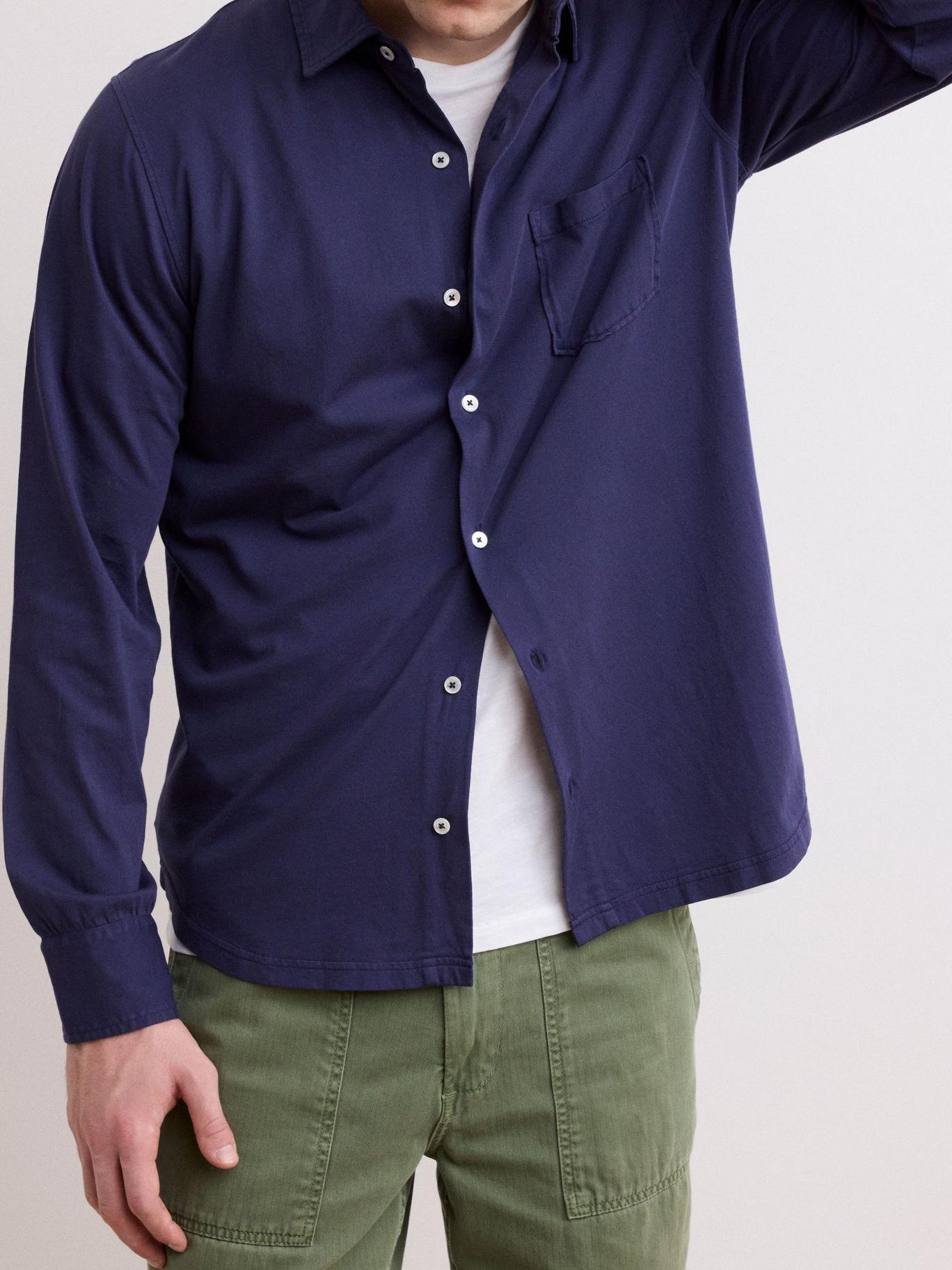 Casual Soft And Comfortable Simple Deep Blue Shirt