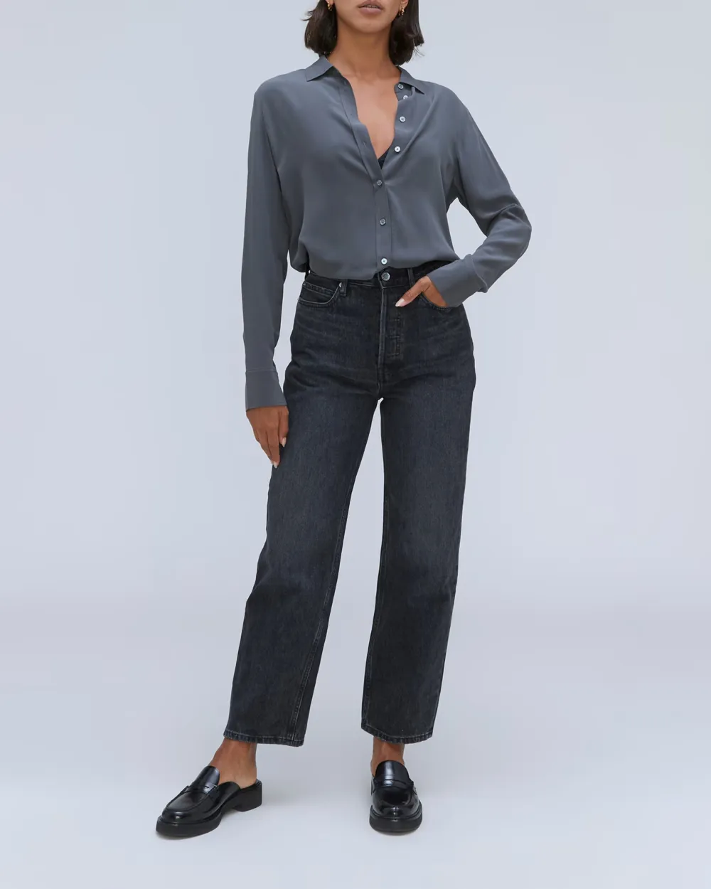 Washed High-Waisted Jeans