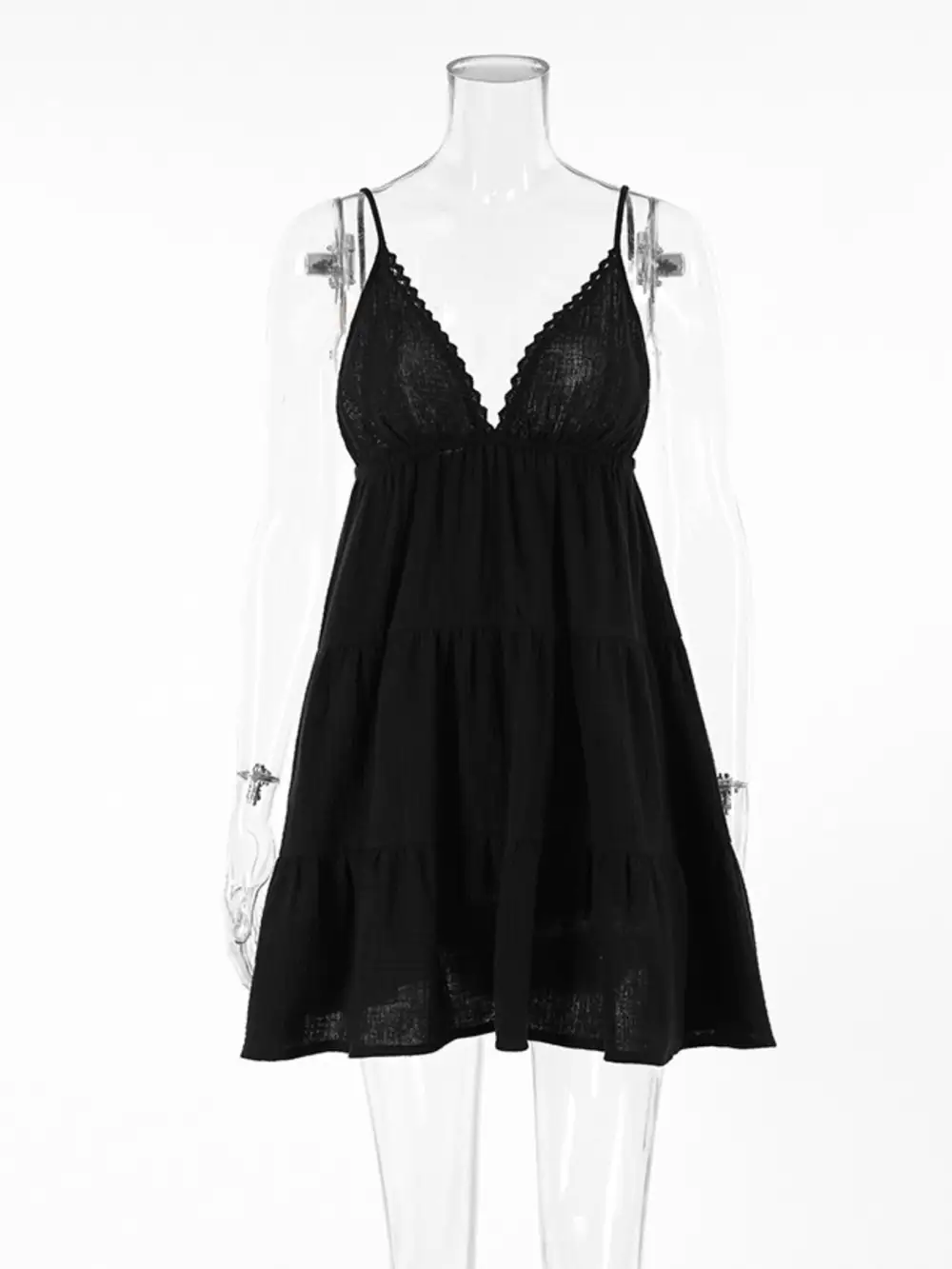 V Neck Tiered Mini Dress