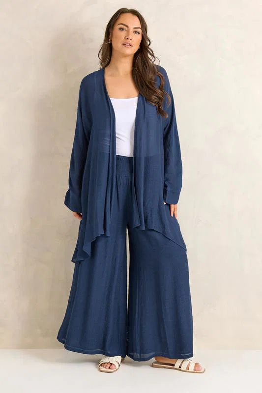 Navy Blue Wide Leg Trouser detail 2