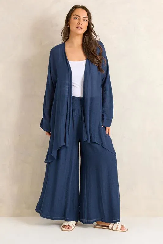 Navy Blue Wide Leg Trouser
