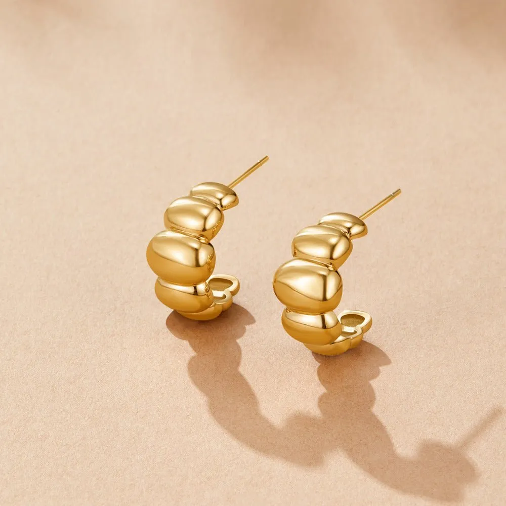 Stainless Steel Puff Earrings