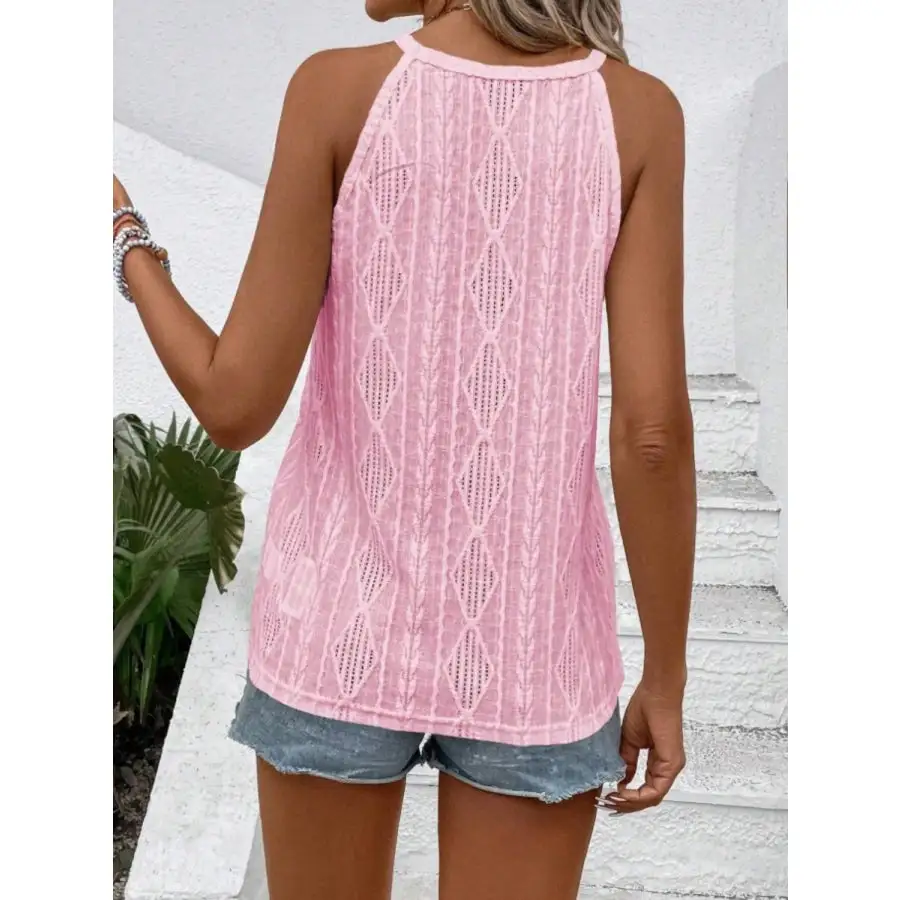 Openwork Grecian Neck Tank