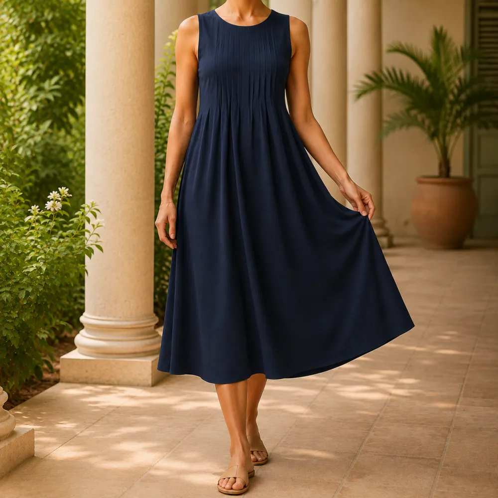Classic Refined Women's Pleated Midi Dress