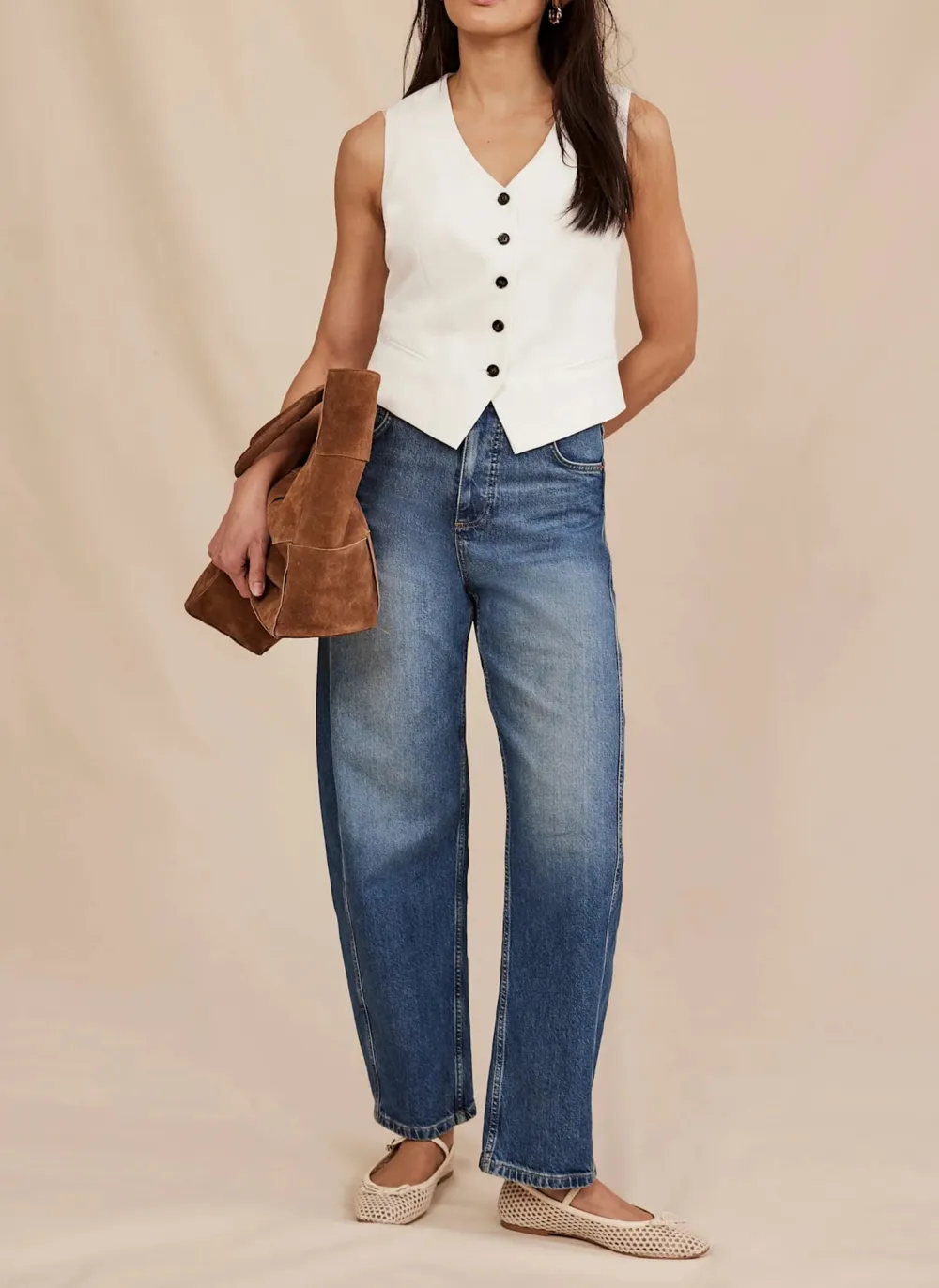 Plain Casual Style Wide-Leg Jeans