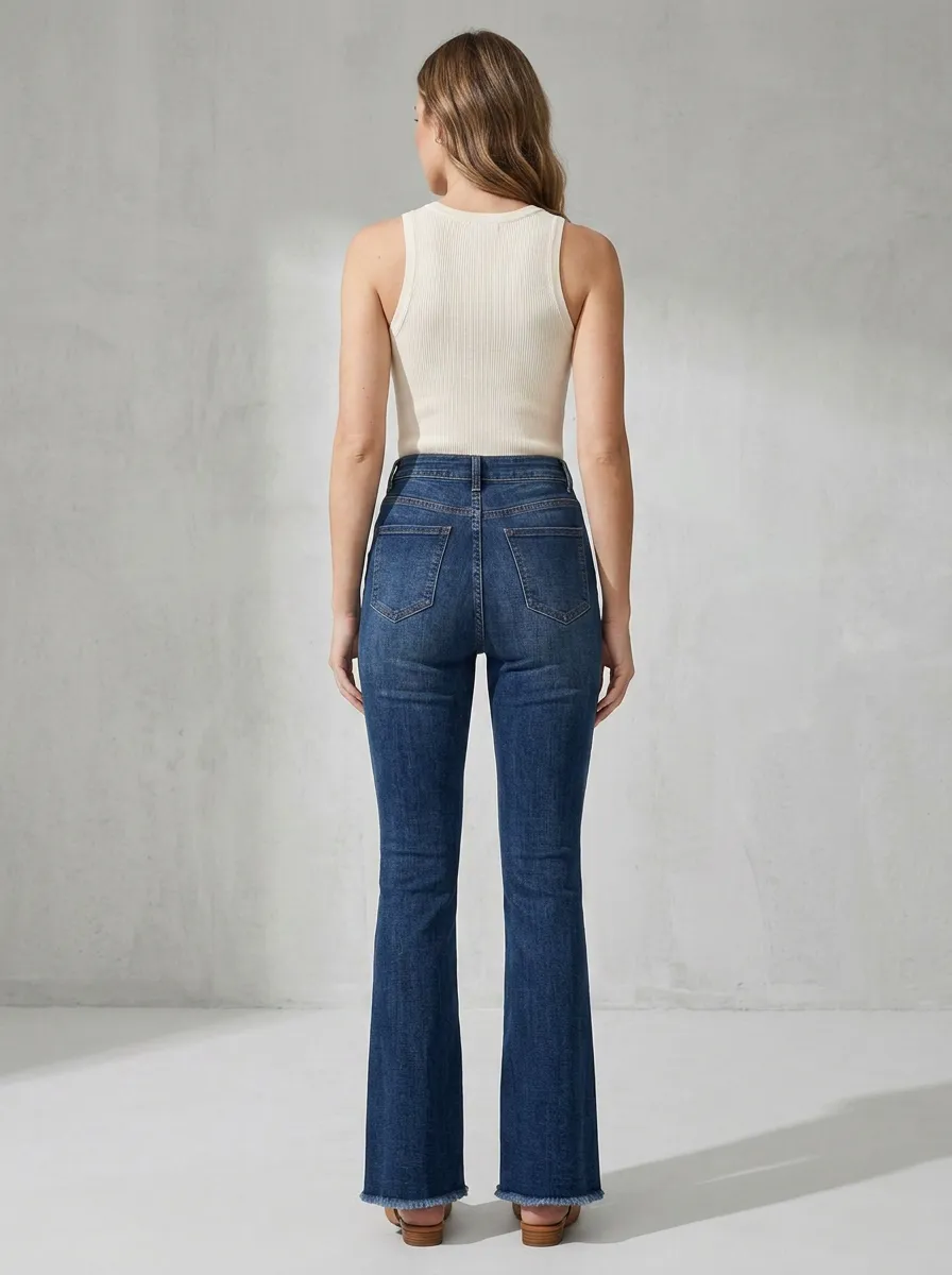 Women's Graphic Print High Rise Flare Jeans