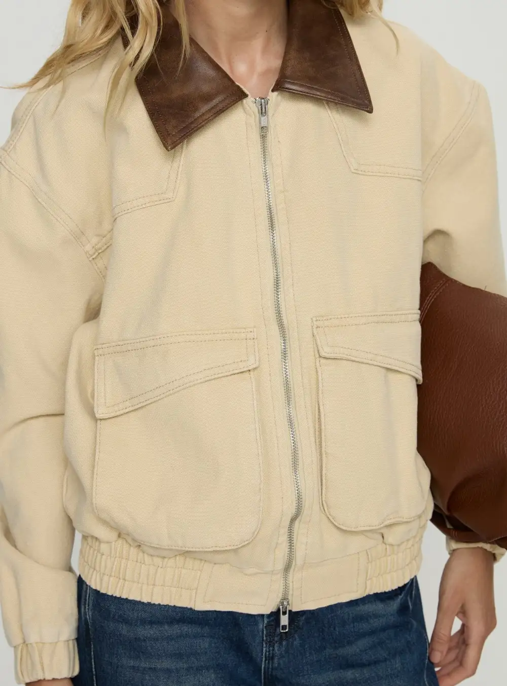 Women’s Canvas Collared Bomber Jacket