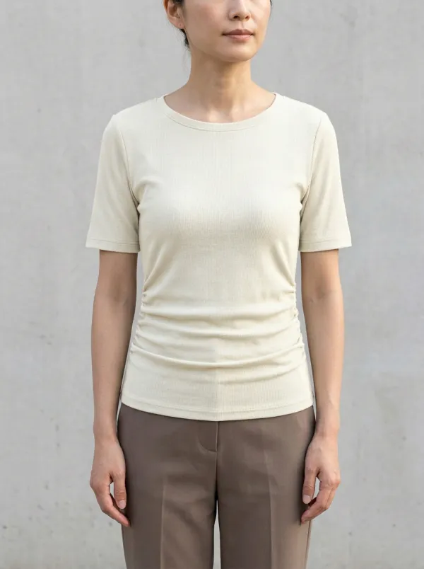 Ruched Ribbed Fitted Fitted Top