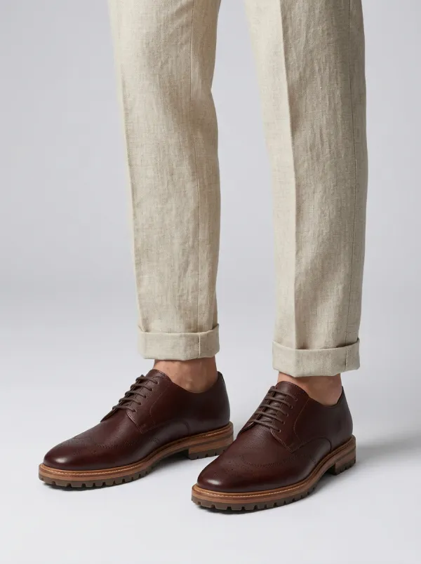 Men's Classic Brown Brogue Leather Oxford Shoes