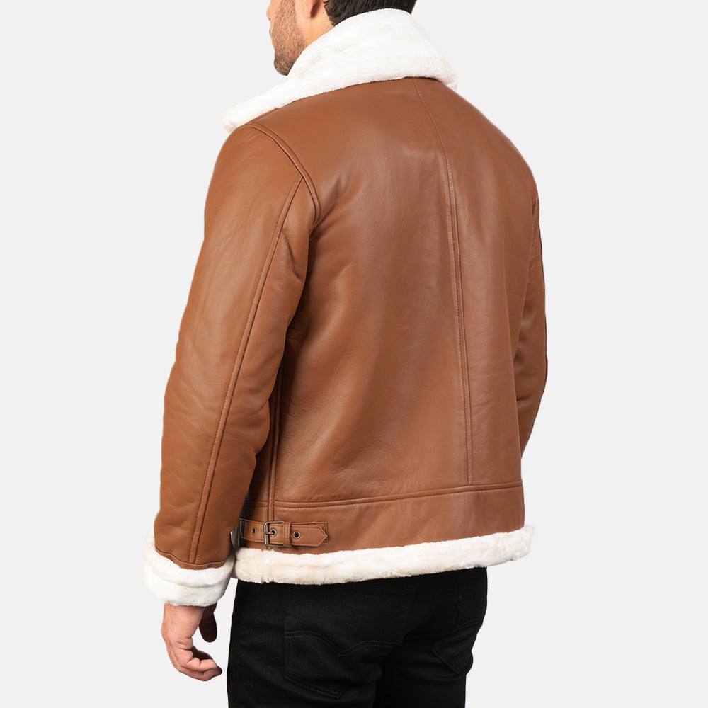 Men's Classic Stitched Detail Bomber Leather Jacket