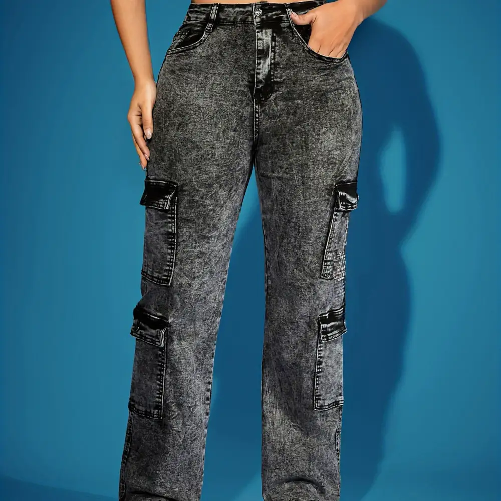 Women's Multi Pocket Denim Cargo Pants