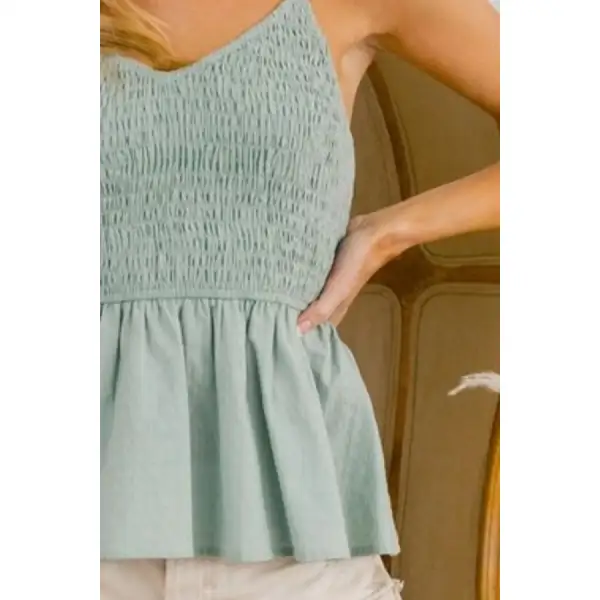 Eyelet Woven Sleeveless Elasticized Top