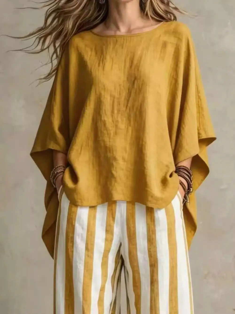 Full Size Solid Color Top and Pants Set Plus