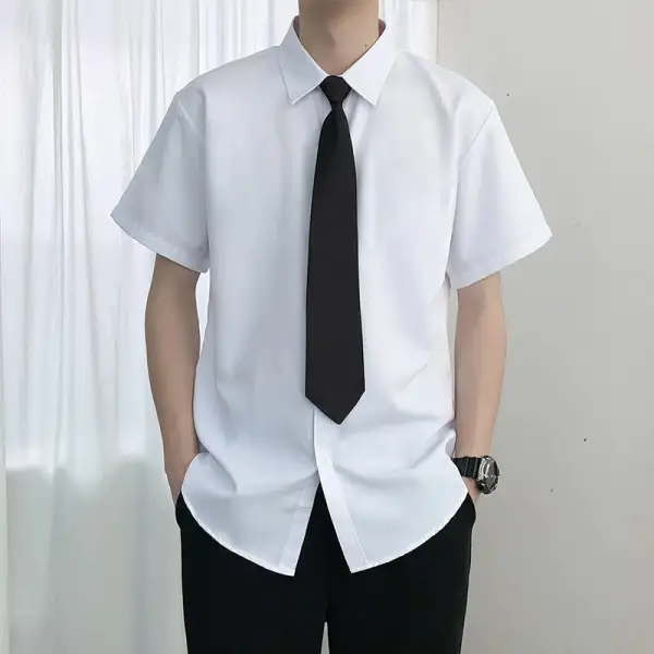 Tie Accent Short Sleeve Dress Shirt