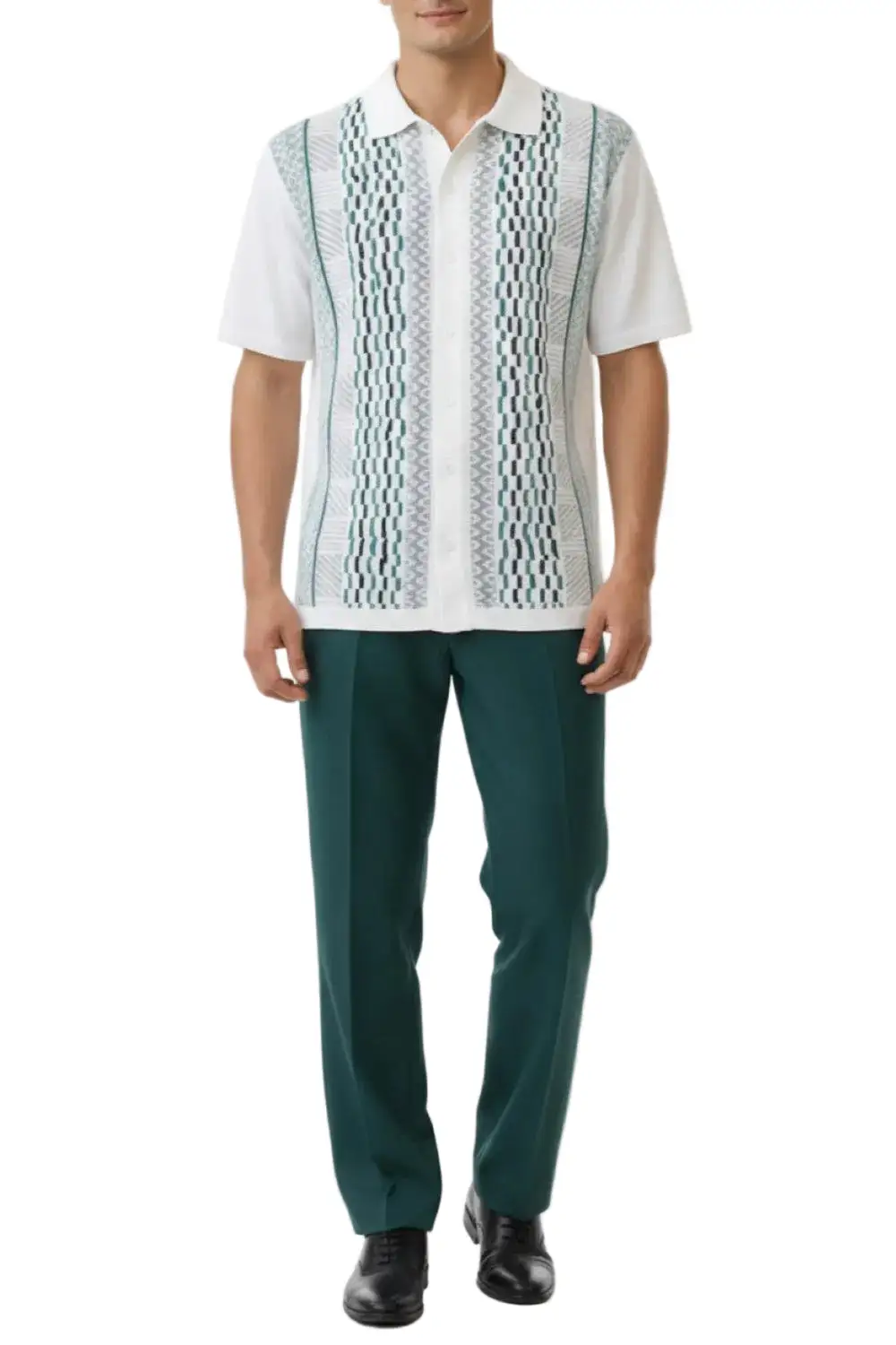Relaxed Fit Textured Short Sleeve Walking Suit Set