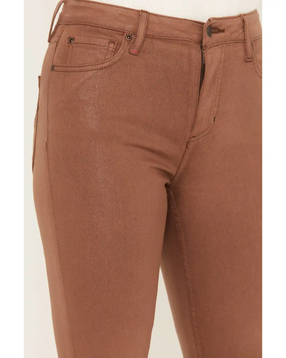 High Rise Bootcut Coated Embroidered Jeans