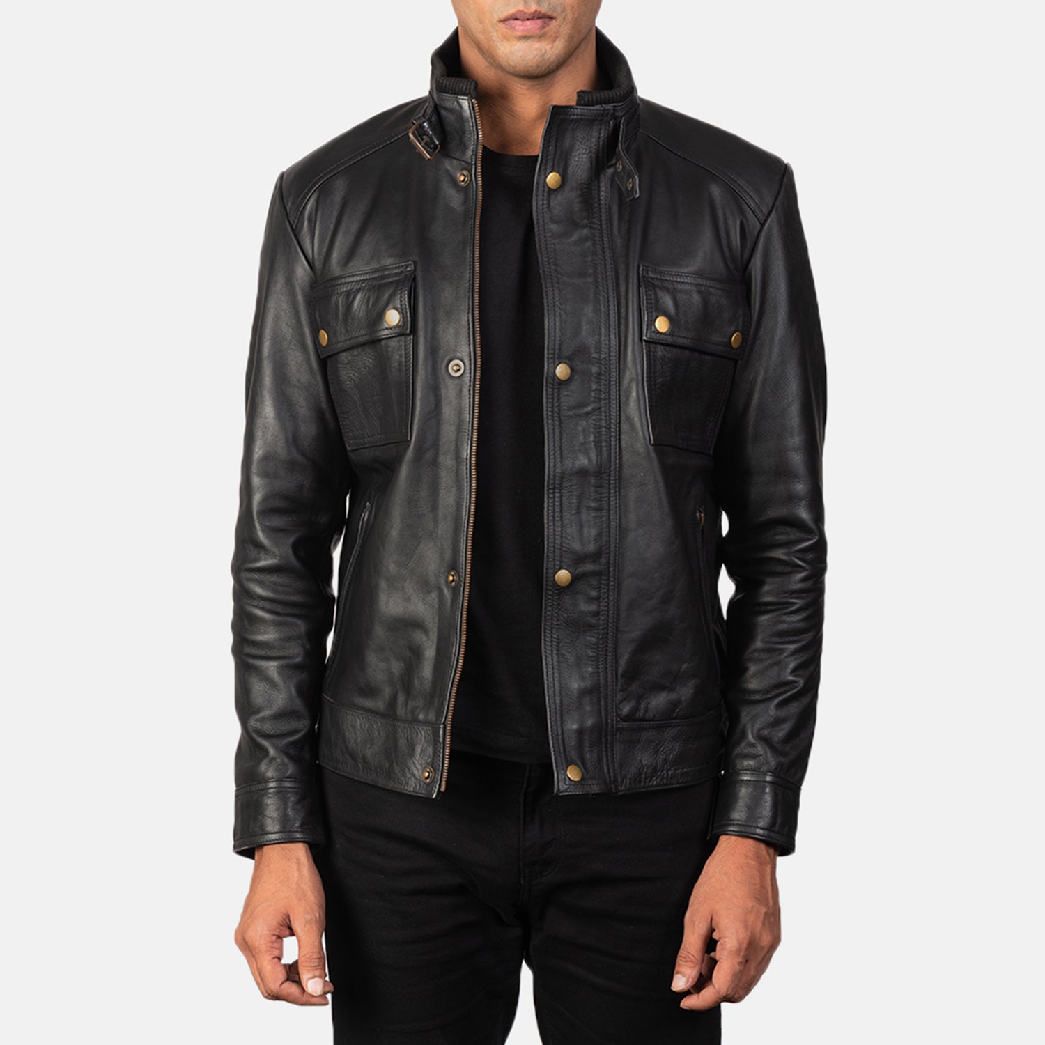 Men's Rugged Classic Biker Leather Jacket