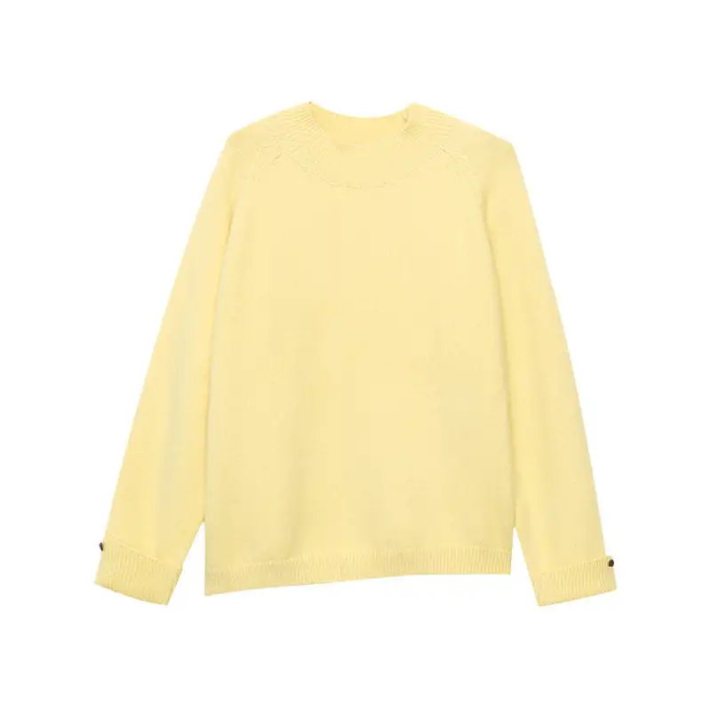 Textured Fold Cuff Half Neck Pullover Sweater