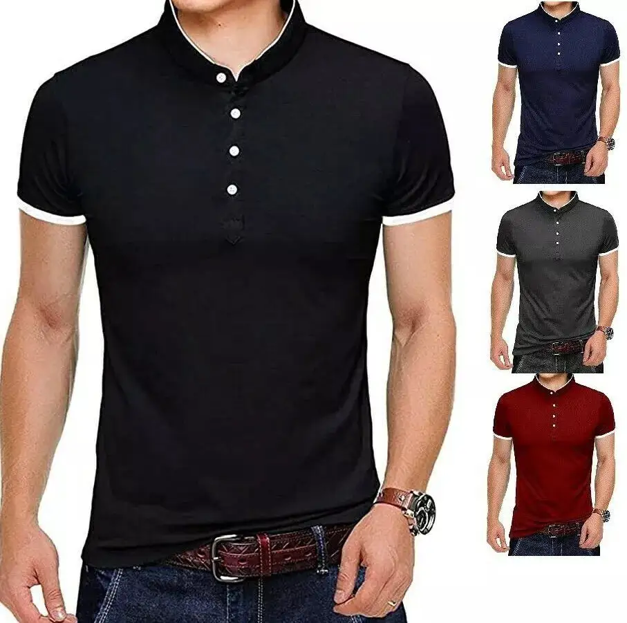 Classic Mandarin Collar Grandad Collar Polo Collar Polo Shirt