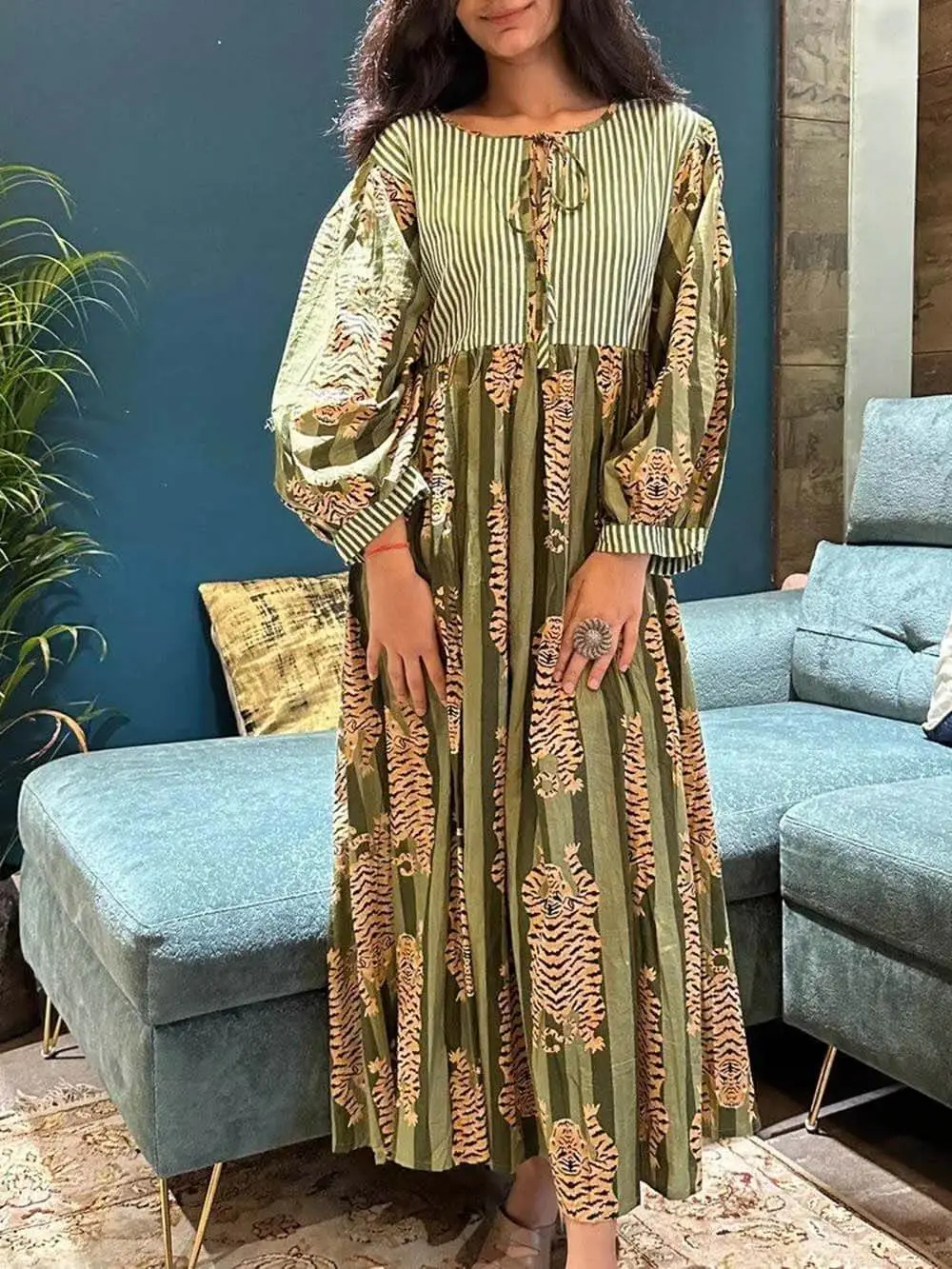 Tiger Print Midi Dress