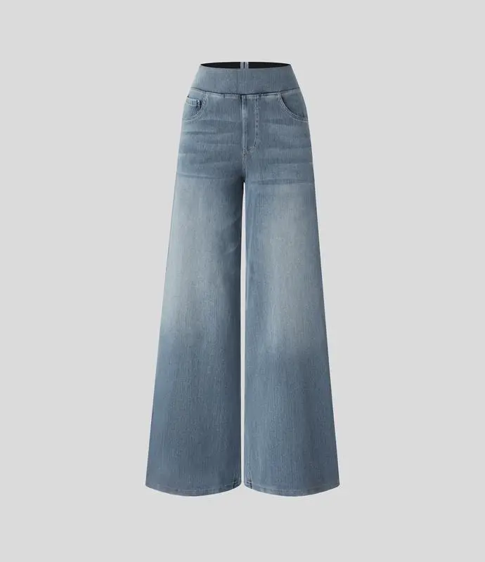 2026🔥 High Waisted Multiple Pockets Washed Stretchy Knit Casual Bootcut Jeans