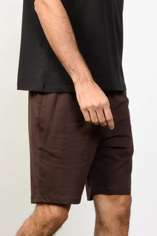 Walnut Brown Cotton Terry Shorts