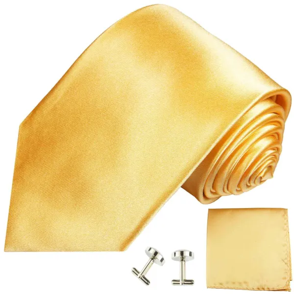 Polished Formal Silk Solid Men's Necktie With Cufflinks