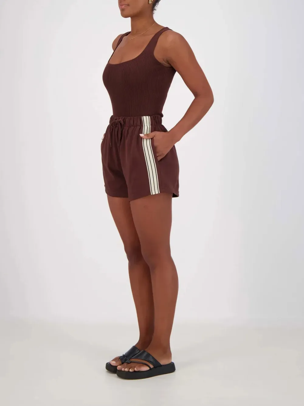 Casual Style Soft Cotton Short Brown
