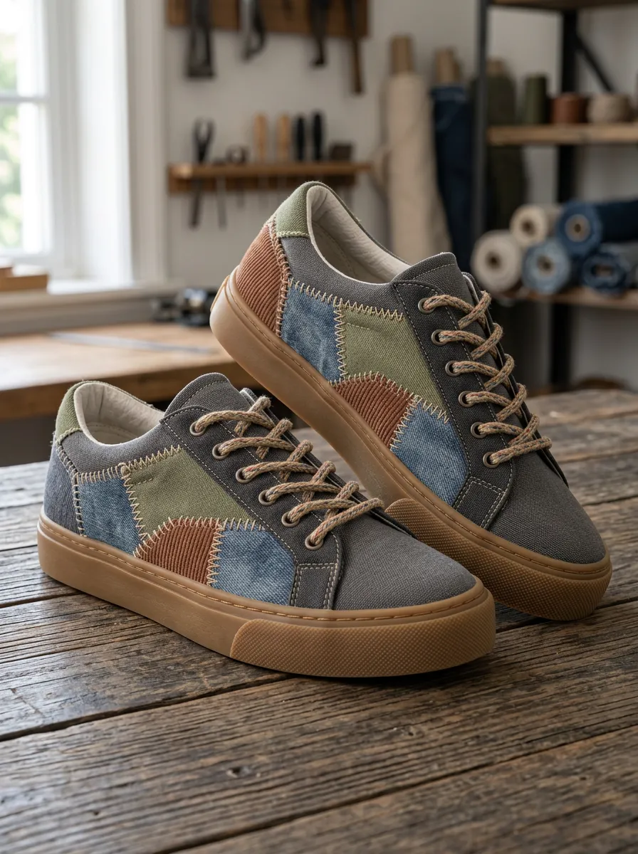 Men's Modern Vintage Patchwork Denim Patterned Canvas Shoes