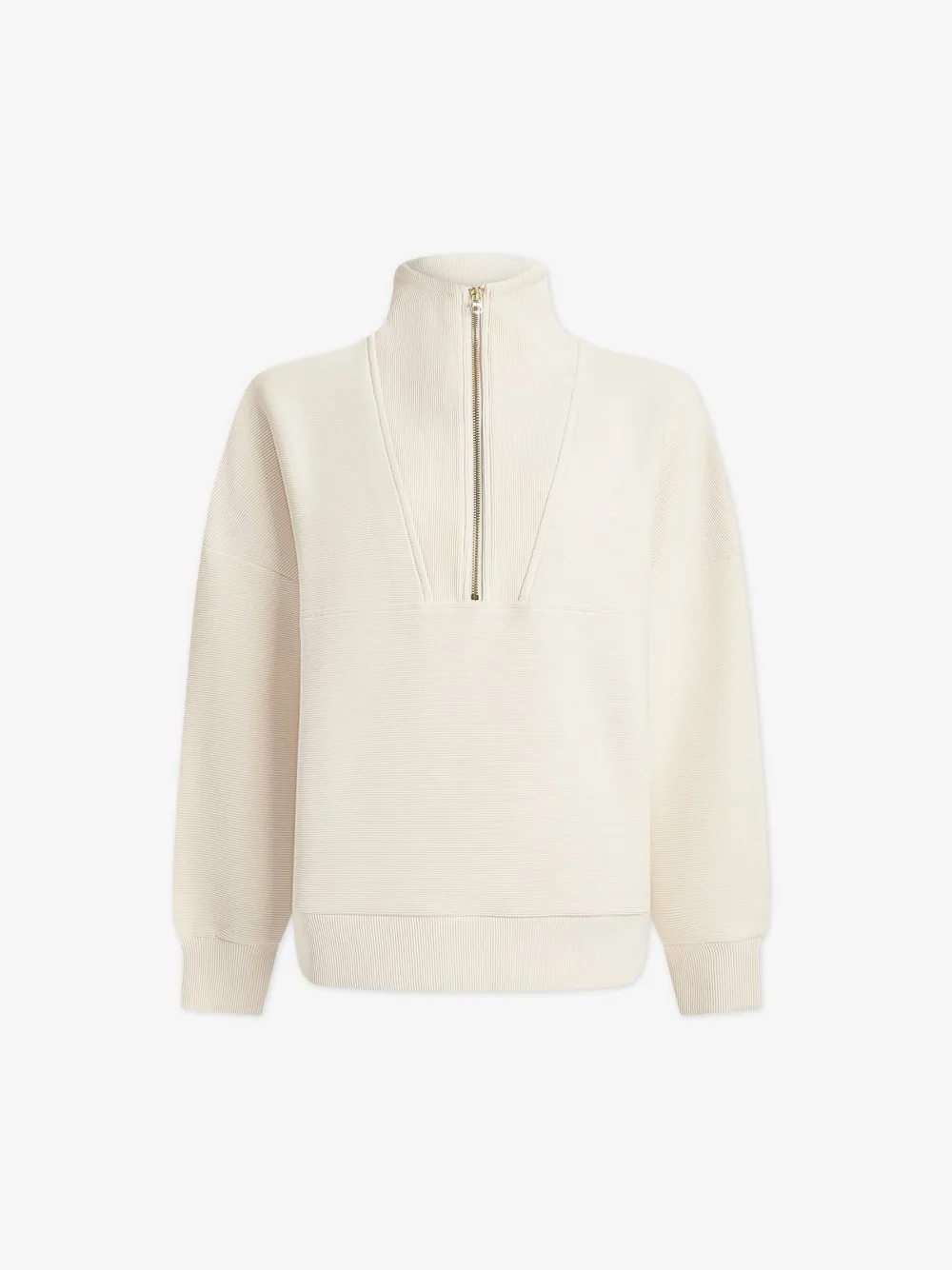 Stylish Quarter-Zip Long-Sleeve Waffle Sweatshirt