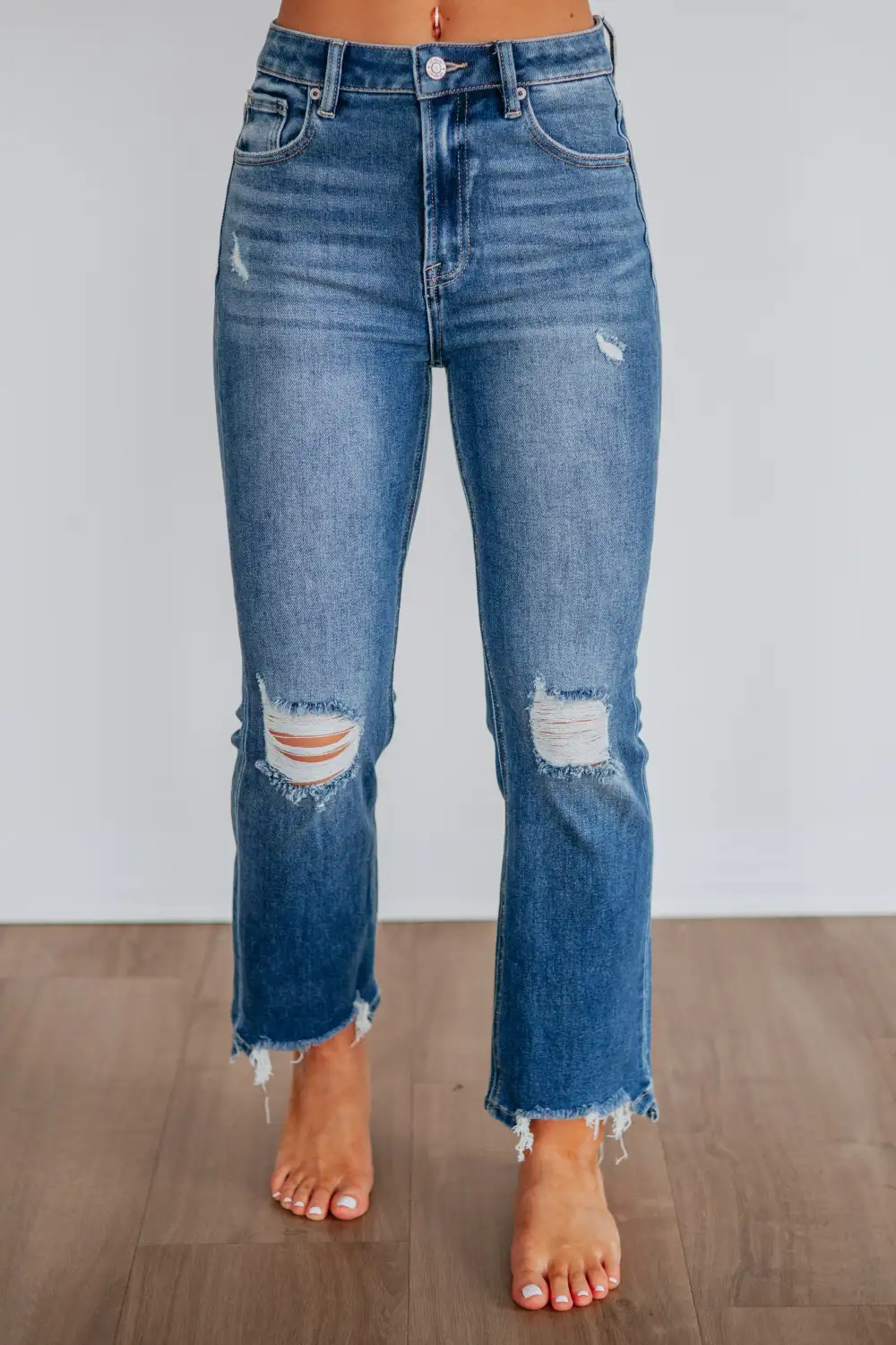 Women's High Rise Straight Leg Cropped Jeans