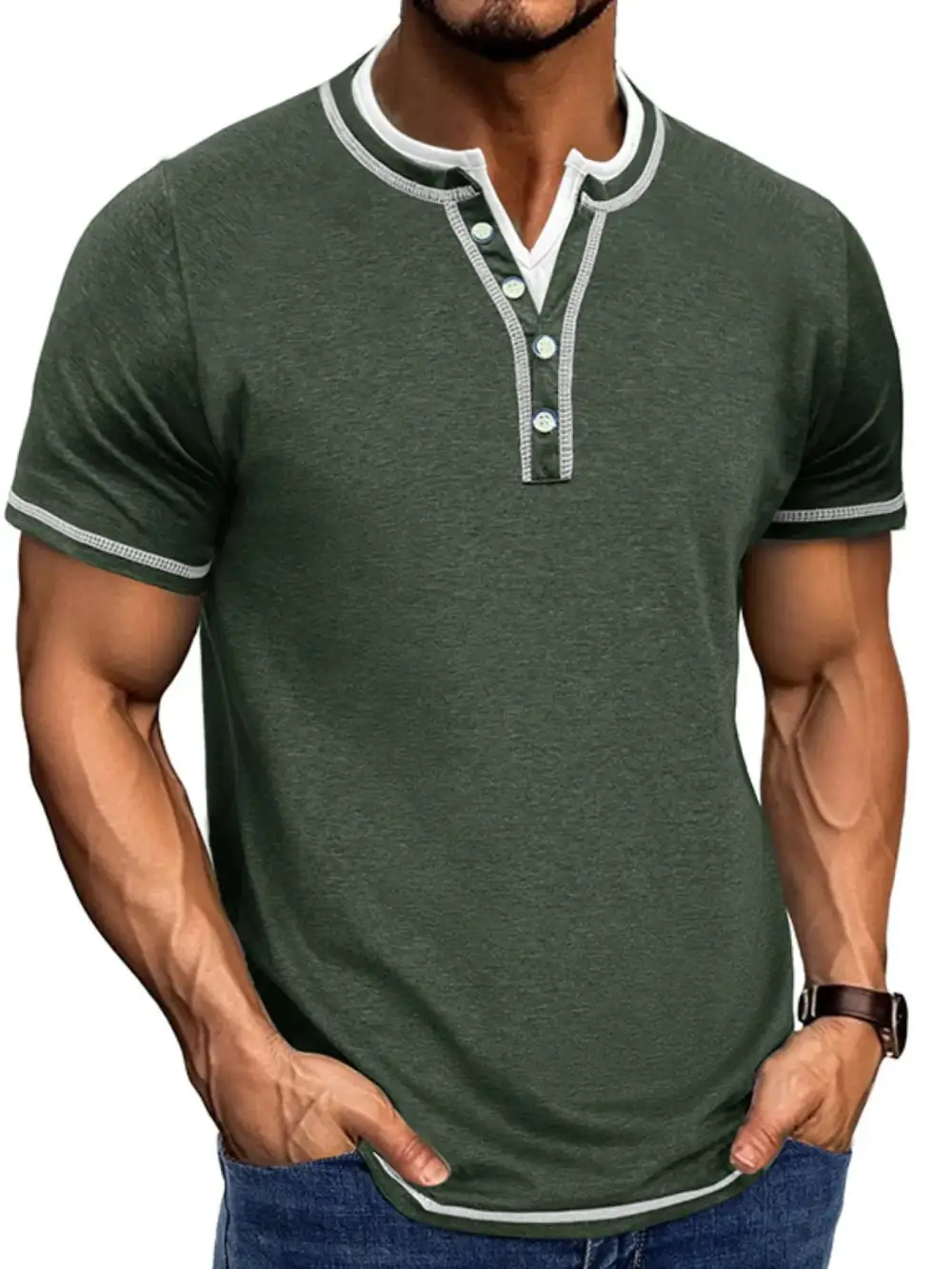 Soft Contrast Detail Collared Polo Shirt