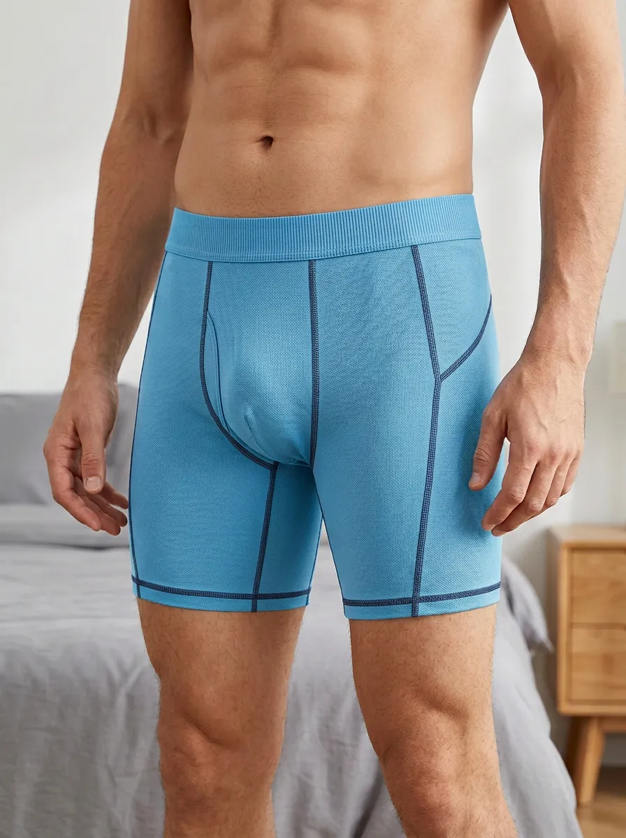 Men's Athletic Performance Grey Textured Stitched Boxer Briefs