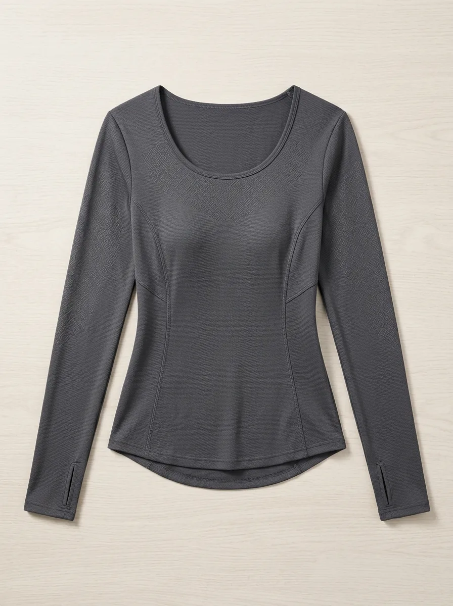 Women's Tempo Athletic Fitness Geometric Pattern Printed Long Sleeve Top