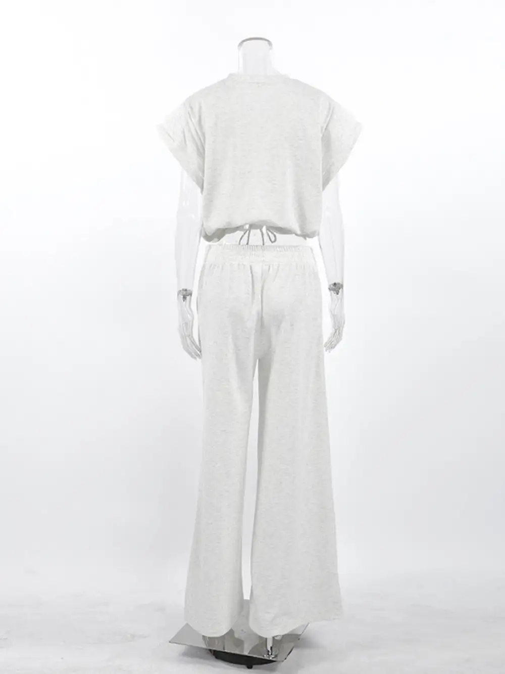 Round Neck Top And Wide Leg Pants Set