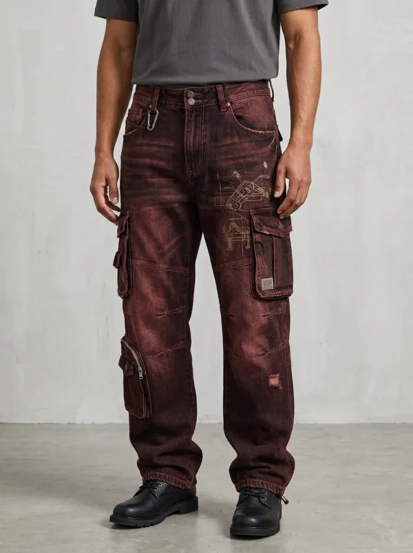 Men's Techwear Blueprint Graphic Cargo Pants