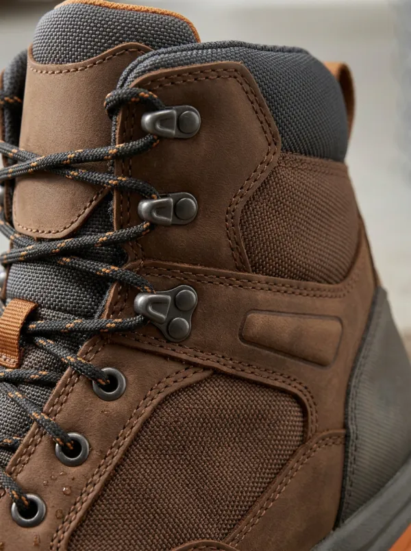 Men's Waterproof Brown Leather Industrial Work Boots