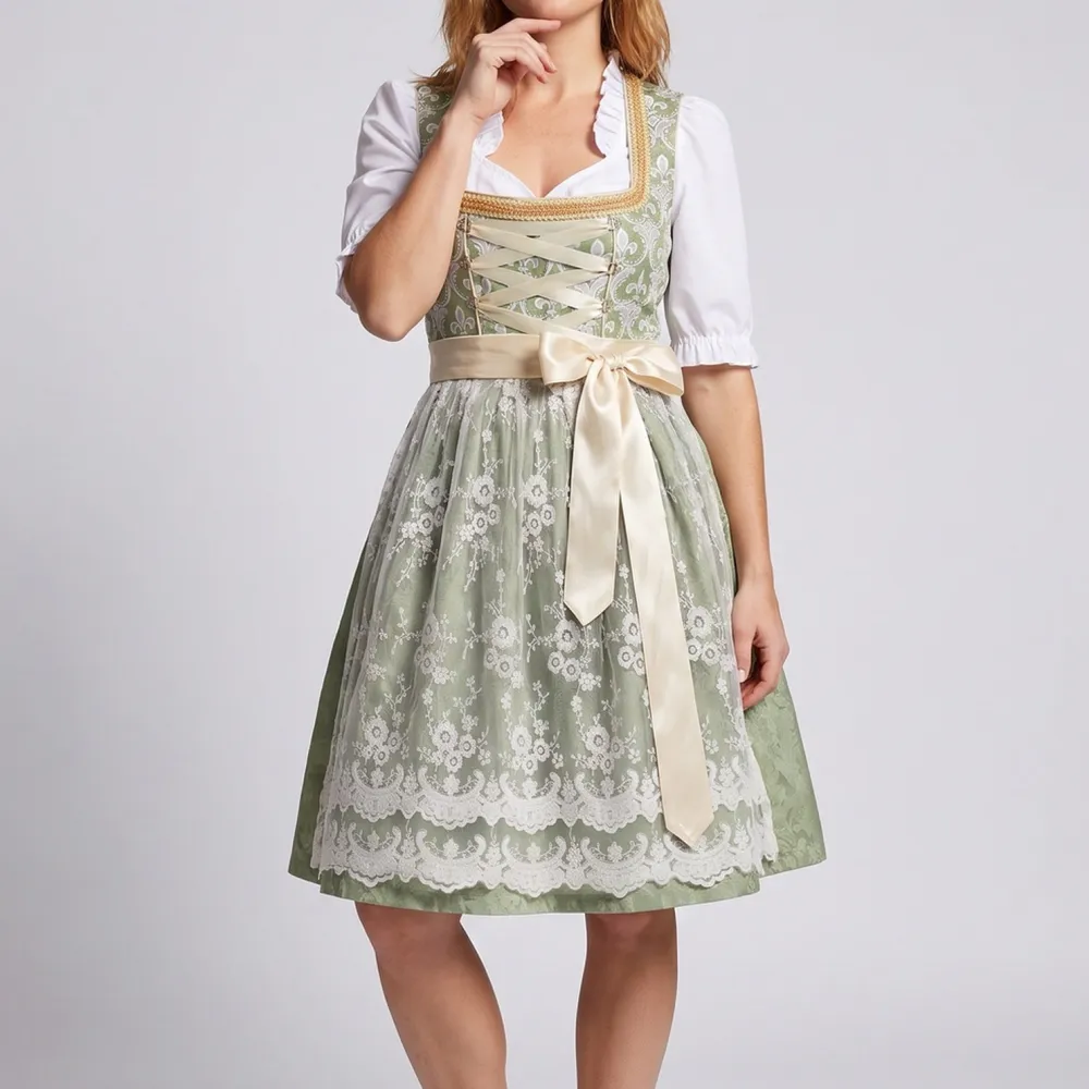 Women's Lace Floral Belted Bridal Dress