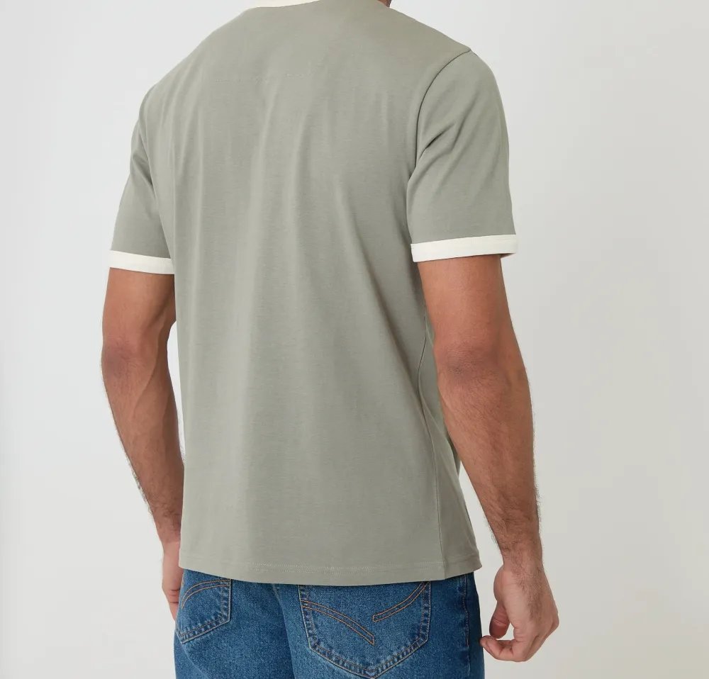Men's Sage Green Cotton Ringer T-Shirt