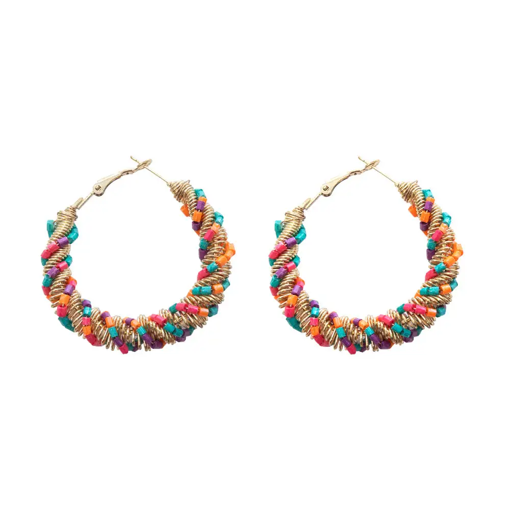 Layered Textured Artful Beaded Earrings