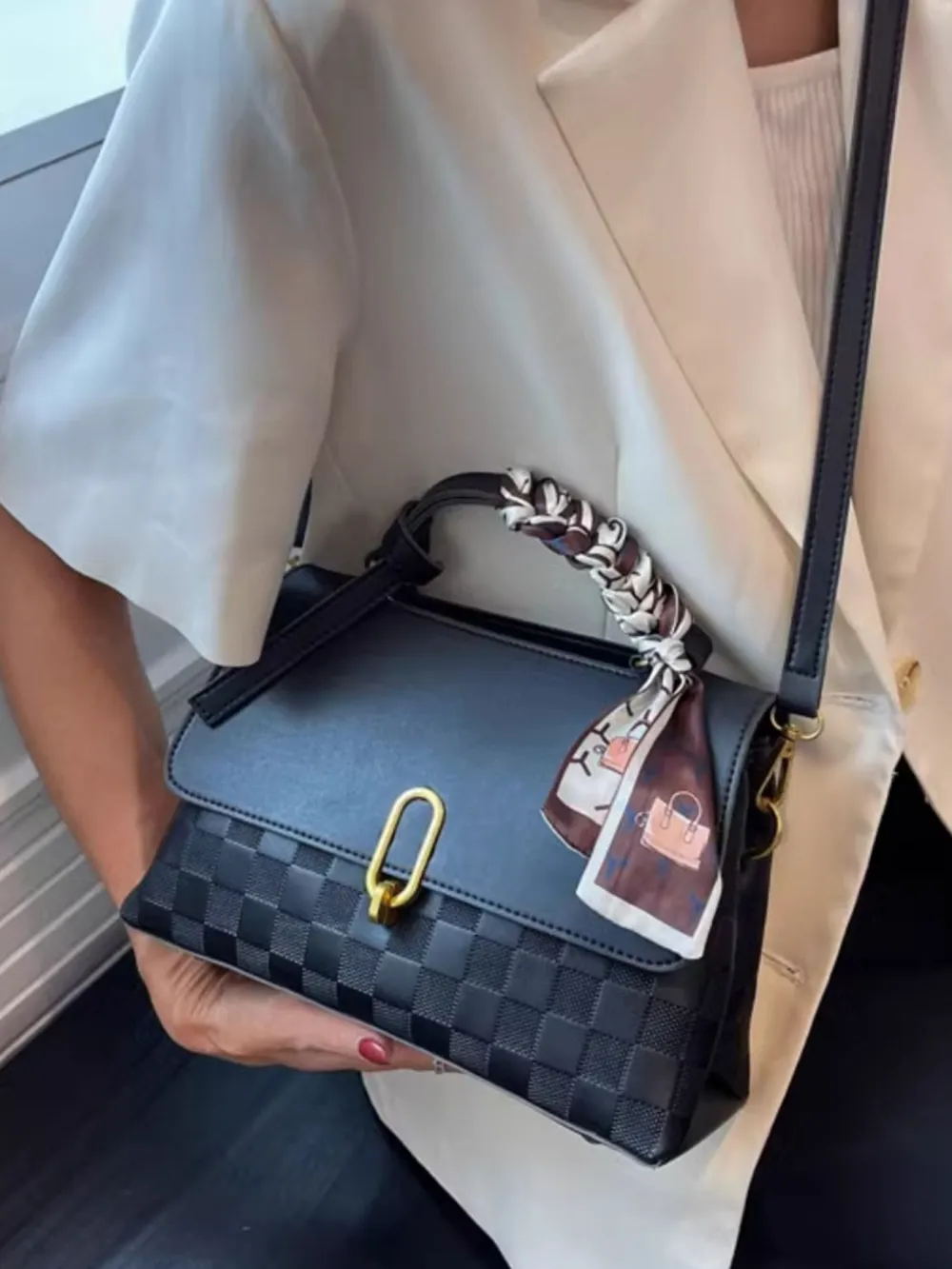 Checkered Flap Crossbody Bag