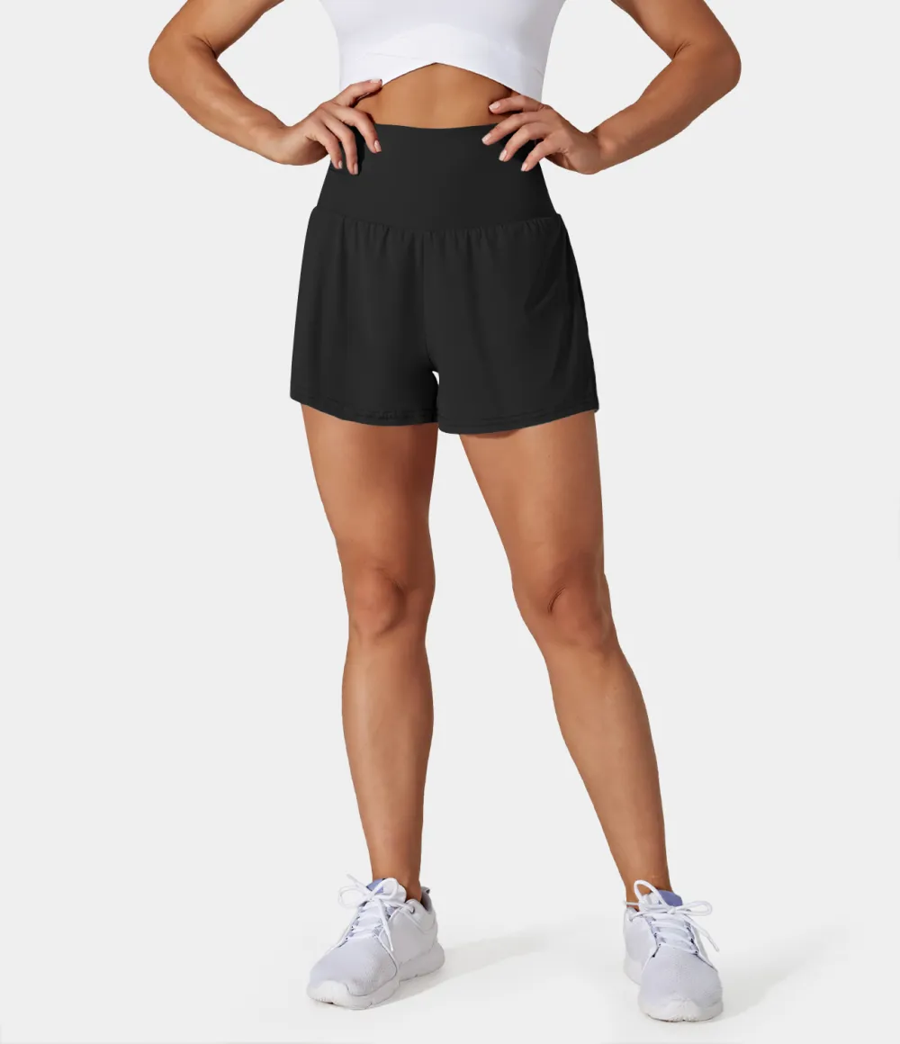 2026🔥  Super High Waisted Back Pocket & Side Hidden Pocket 2-in-1 Yoga Shorts 2.5