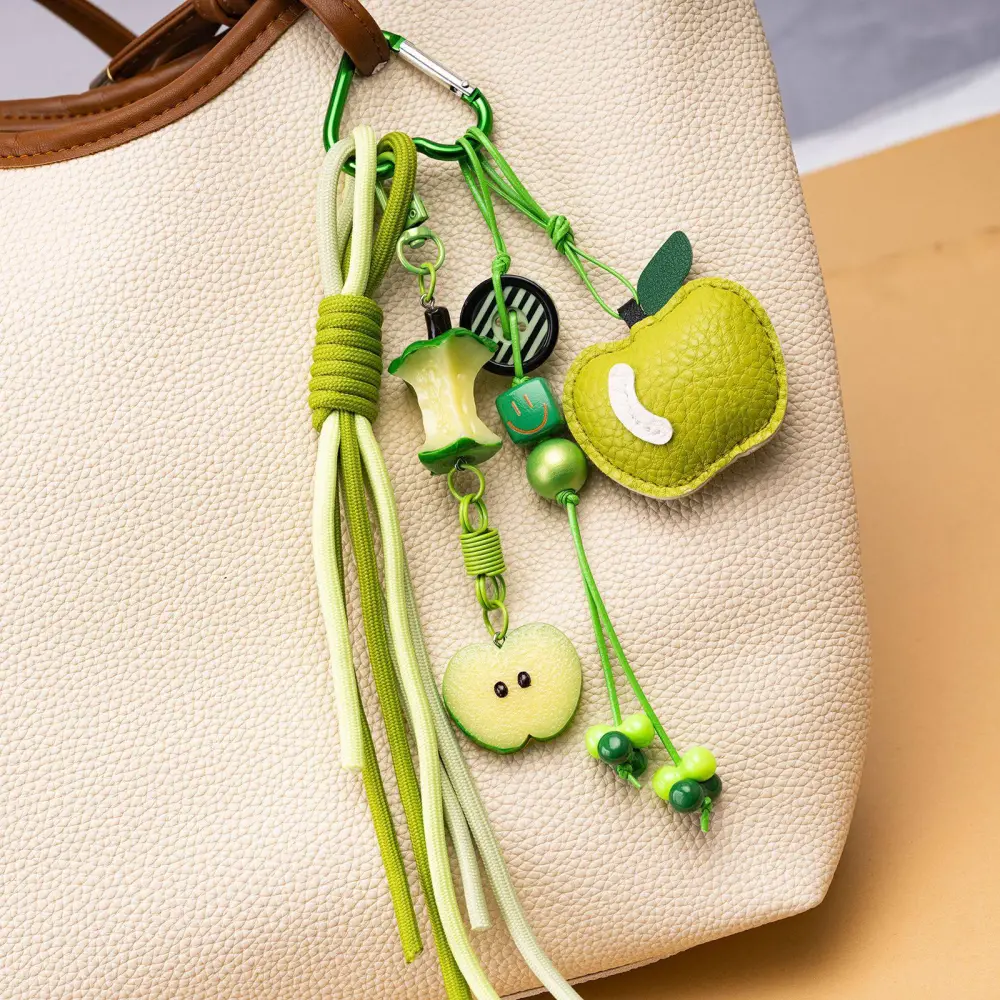 Custom Apple Keychain Bag Charm Braided Lanyard