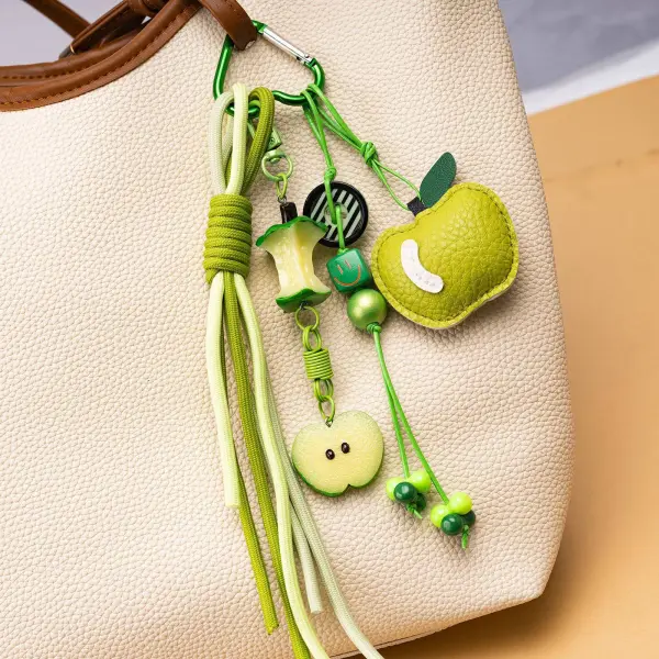 Custom Apple Keychain Bag Charm Braided Lanyard
