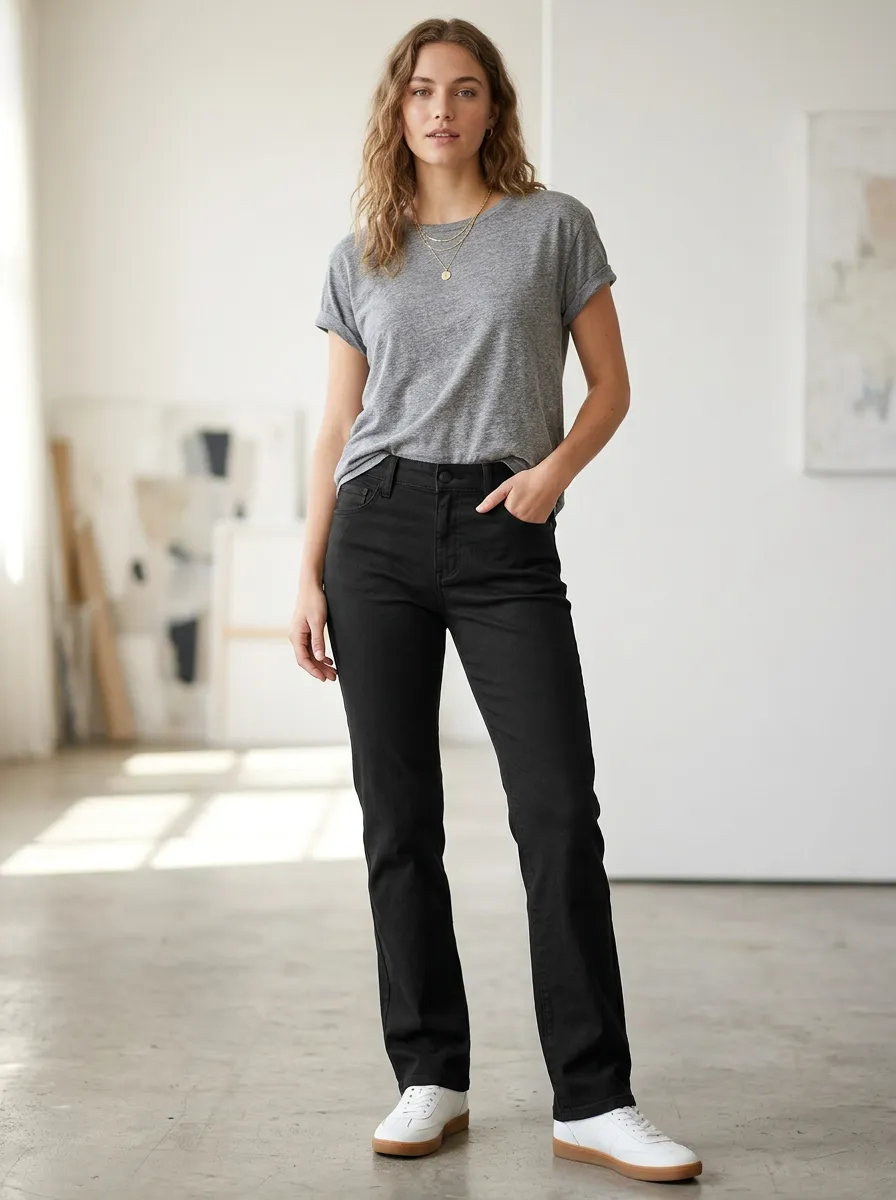 Women's Casual Daily Wear Solid Denim Pants