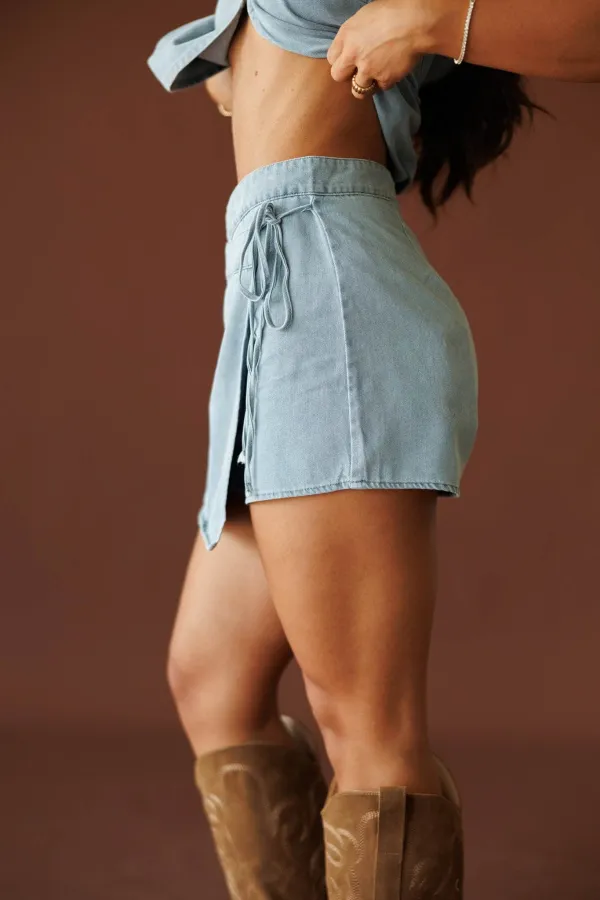 Versatile Denim Pocket Mini Skort