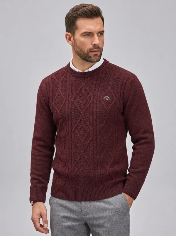Men's Charcoal Grey Mountain Graphic Cable Knit Sweater