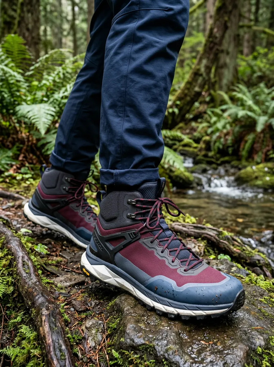 Men's Hiking Lover Maroon Blue Colorblock Printed Boots