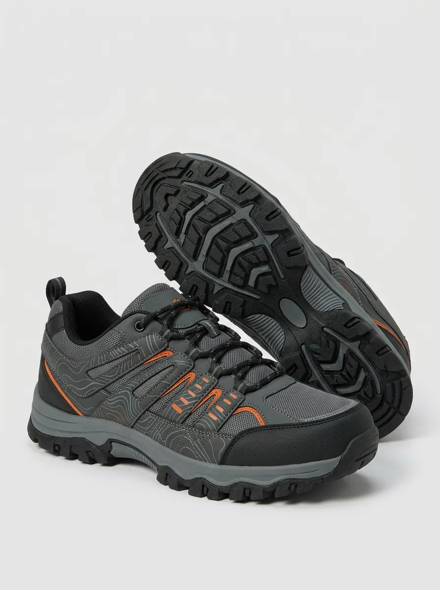 Men's Streamlined Hiking Enthusiast Topographic Map Printed Outdoor Shoes